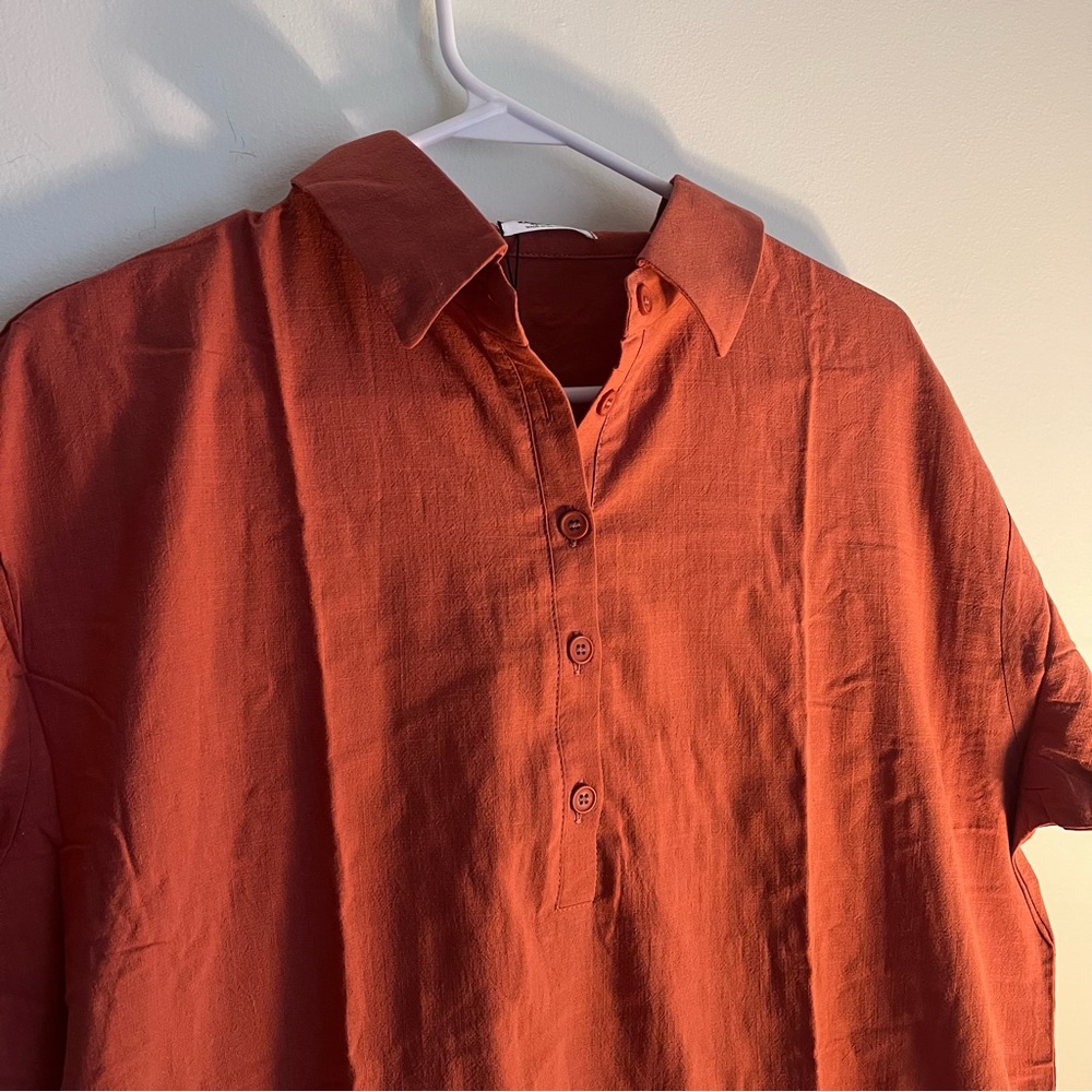 NWT Women’s rust colored button down dress Large - Picture 6 of 10